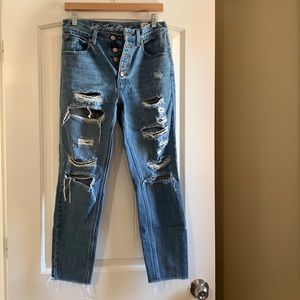 Free People Distressed Straight Jeans | size 27